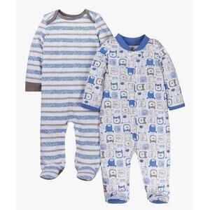 Lamaze Baby Boys Bear Print Cotton Sleep Play Zipper Snap Sleeper Set 2 PK 6M